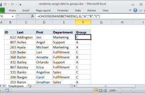 Excel formula: Willy-nilly assign data to groups